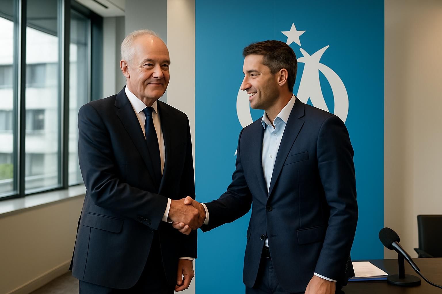 stéphane richard, président de l'om, annonce officiellement la nomination de grégory lorenzi en tant que nouveau directeur sportif du club.
