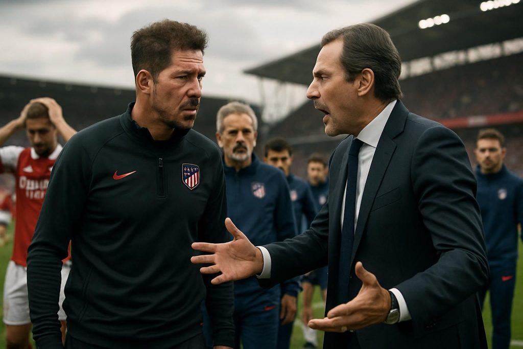 découvrez les tensions croissantes entre diego simeone et andrea berta, ex-directeur sportif de l'atlético madrid, après la défaite marquante contre arsenal.