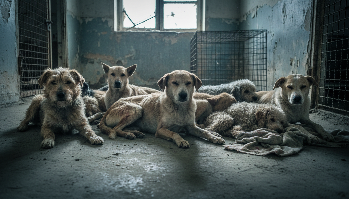 découvrez l'horreur d'une tragédie animale où plus de vingt chiens ont été retrouvés morts après avoir enduré des souffrances intenses et prolongées dans des conditions dramatiques.