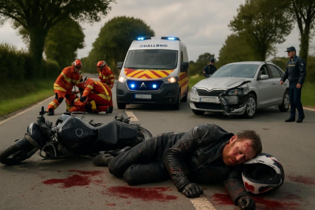 un motard de 30 ans a été grièvement blessé à la suite d'une collision avec une voiture dans les côtes-d’armor. intervention urgente des secours sur place.