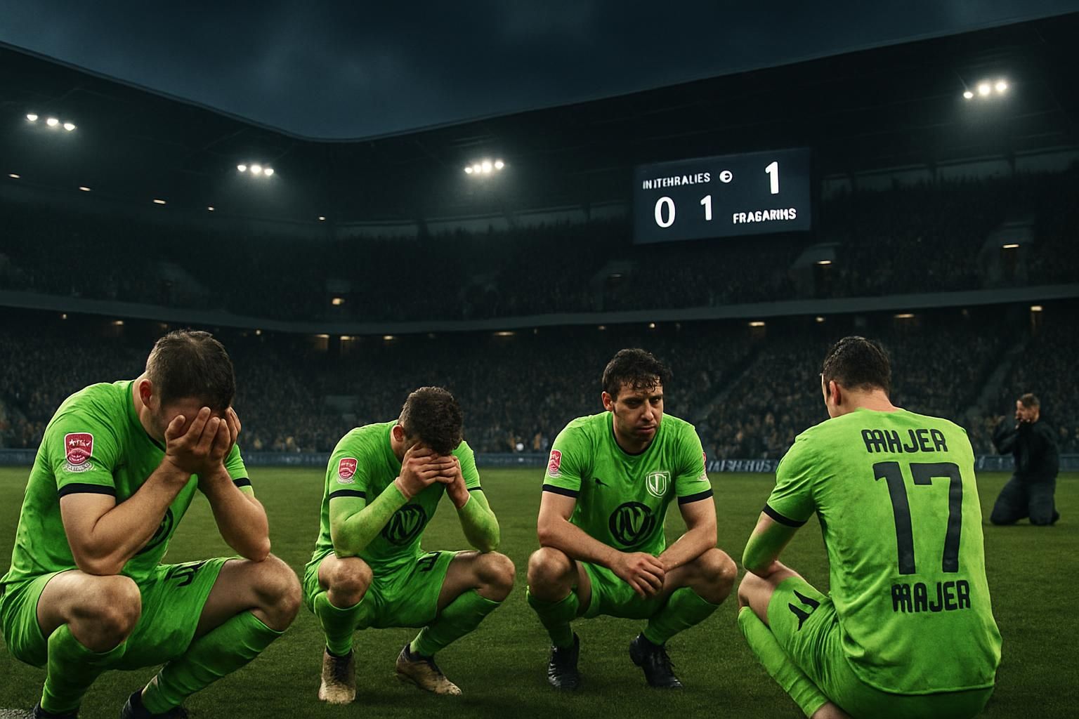 wolfsburg, avec eriksen et majer, sombre en 2. bundesliga après une défaite cruciale face à paderborn, compromettant sérieusement ses chances de maintien.