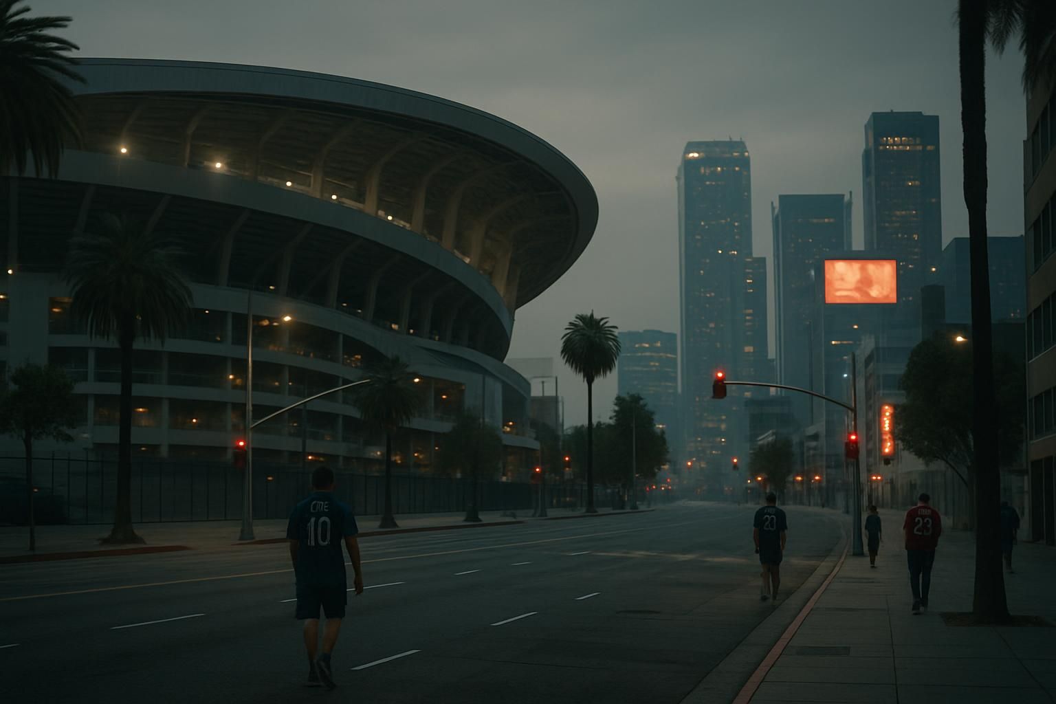Ambiance feutrée à Los Angeles : les rues du stade vidées, rares maillots en ville