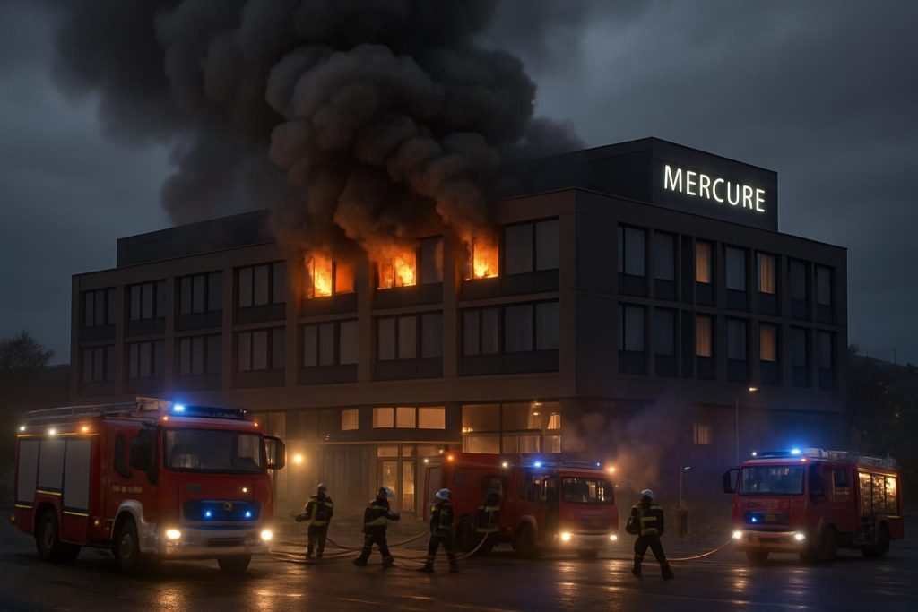 suivez en direct l'incendie à l'hôtel mercure de saint-lô. aucun blessé signalé, mais la prudence est recommandée en raison des fumées denses qui enveloppent la ville.