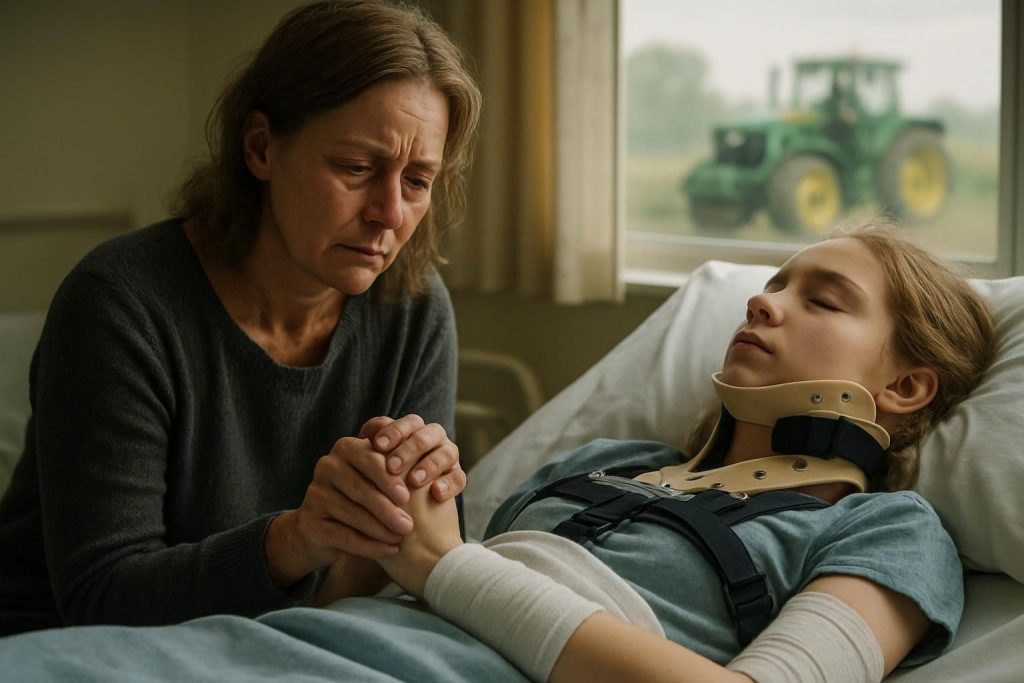 découvrez le combat bouleversant d'une mère dont la fille a perdu la vie dans un accident avec un tracteur, une lutte pour assurer la continuité des soins essentiels.