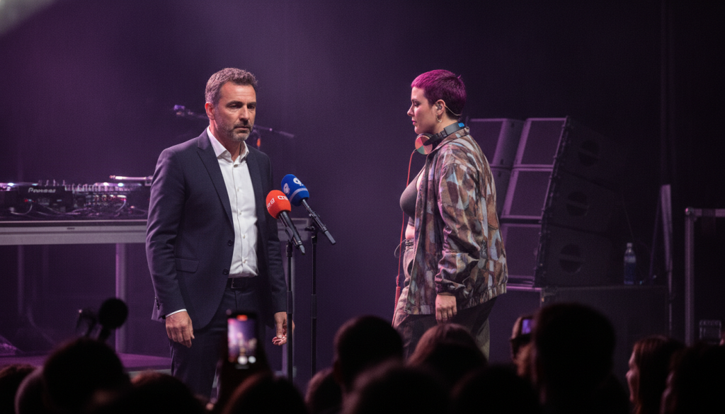 allan brunon, élu, revient sur le concert interrompu de barbara butch et précise que c'est elle qui a décidé de quitter la scène.