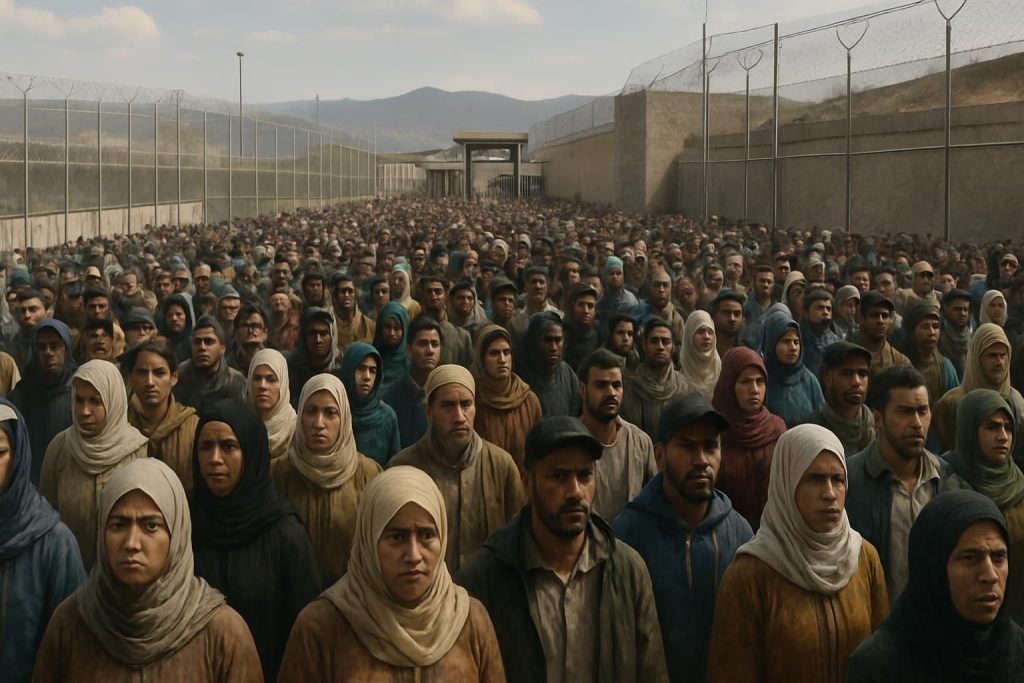 au maroc, des milliers de personnes se rassemblent près de la frontière avec ceuta, cherchant à traverser vers l'europe dans des conditions difficiles.