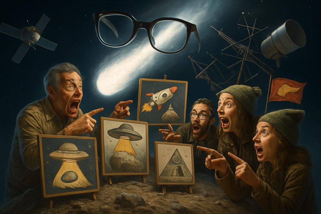découvrez comment la comète devient le terrain fertile des théories du complot spatial, mêlant science et absurdités dans un spectacle étonnant.