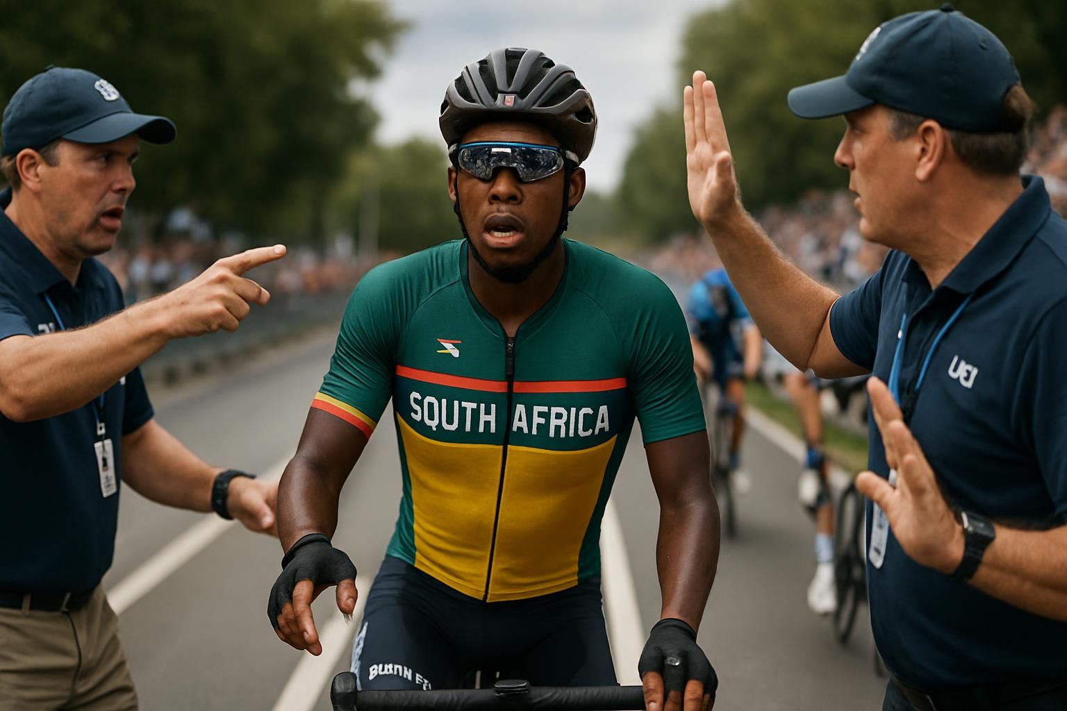 découvrez la surprenante disqualification d'un coureur sud-africain prenant la course en vidéo grâce à ses lunettes high-tech lors d'une compétition de cyclisme.
