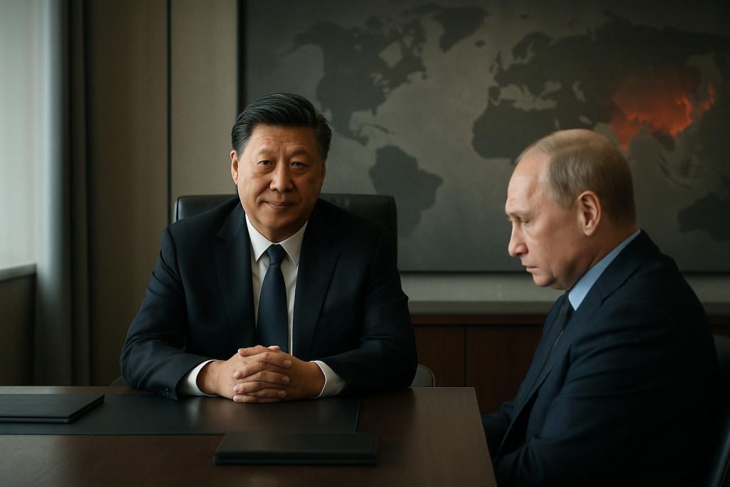 analyse géopolitique sur l'évolution des relations entre xi jinping et vladimir poutine, mettant en lumière la transition de l'admiration à un rapport de domination.