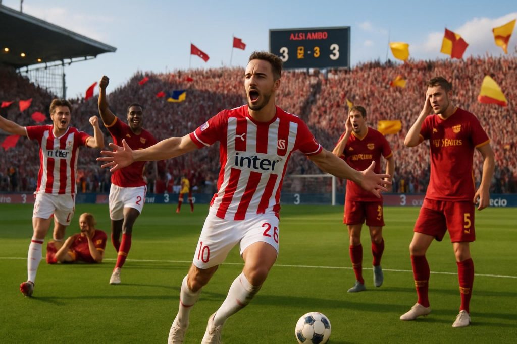 l'as cannes réalise un exploit spectaculaire en obtenant un match nul contre la roma grâce à un superbe but de julien lopez, revenant de trois buts de retard lors d'un match amical intense.