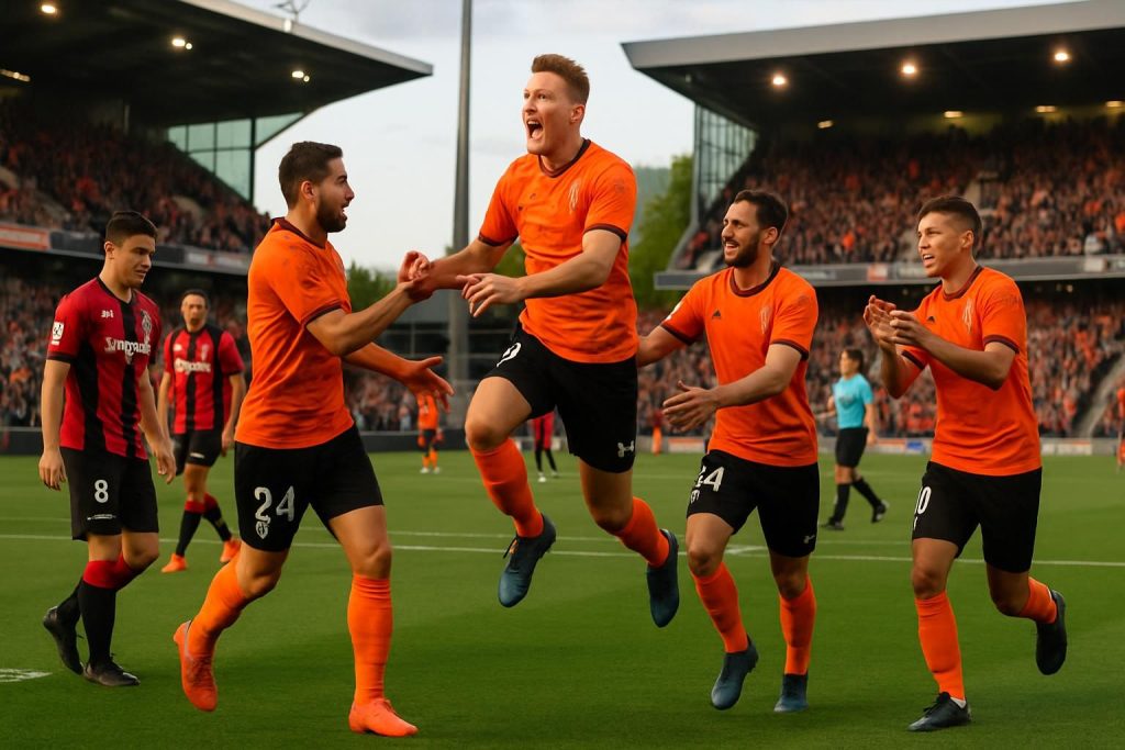 le fc lorient s'impose face à guingamp lors d'un match amical intense, démontrant sa supériorité et sa préparation pour la saison à venir.