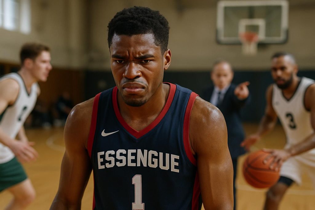 noa essengue fait son retour sur les parquets avec un come-back difficile, confronté aux critiques de son coach concernant ses pertes de balle et son tir.