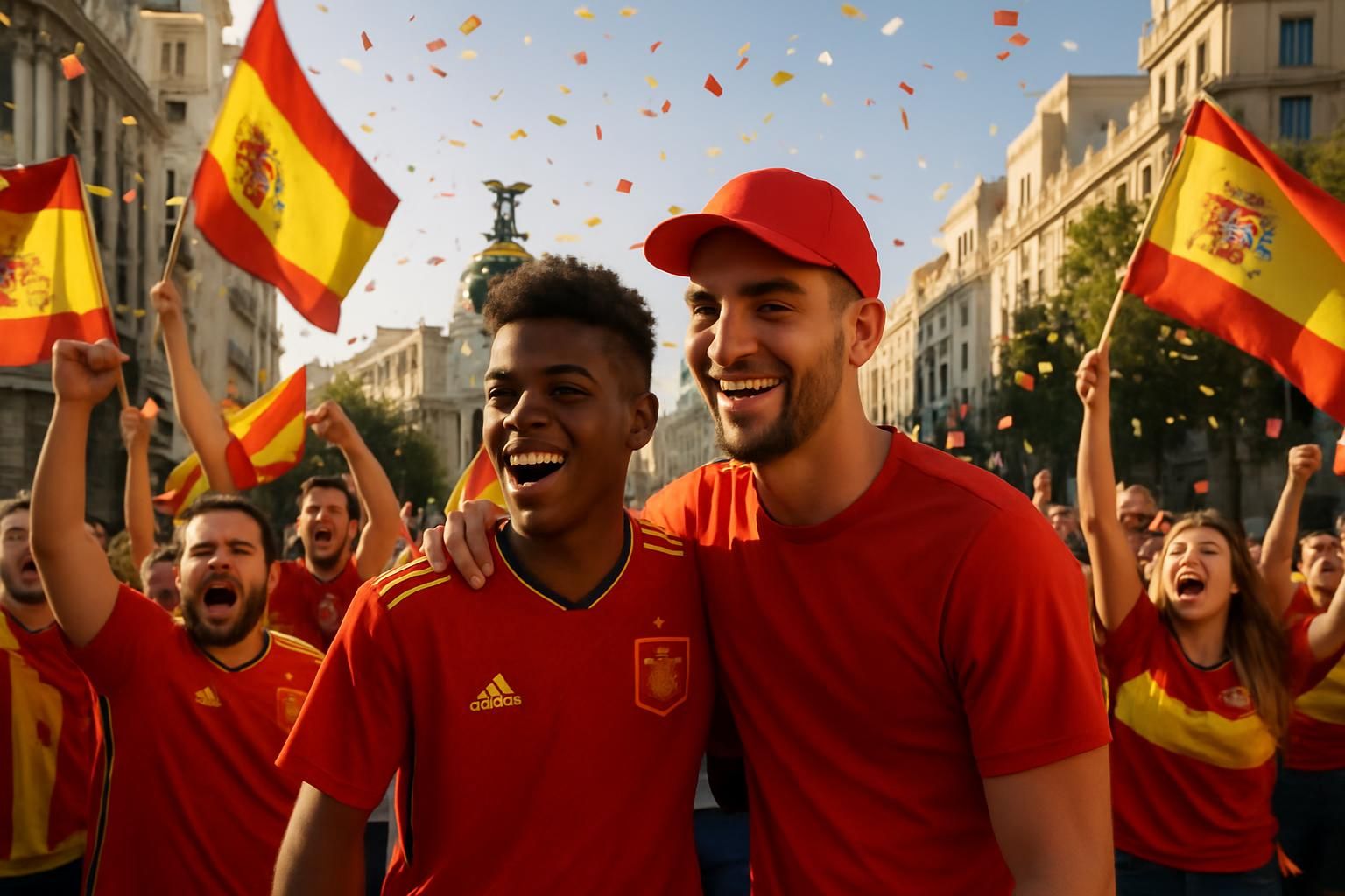 revivez en images la fête effervescente des espagnols à madrid, avec paredes affrontant le prodige gavi, plus jeune que yamal, et la casquette provocante « make spain great again » de ferran torres.