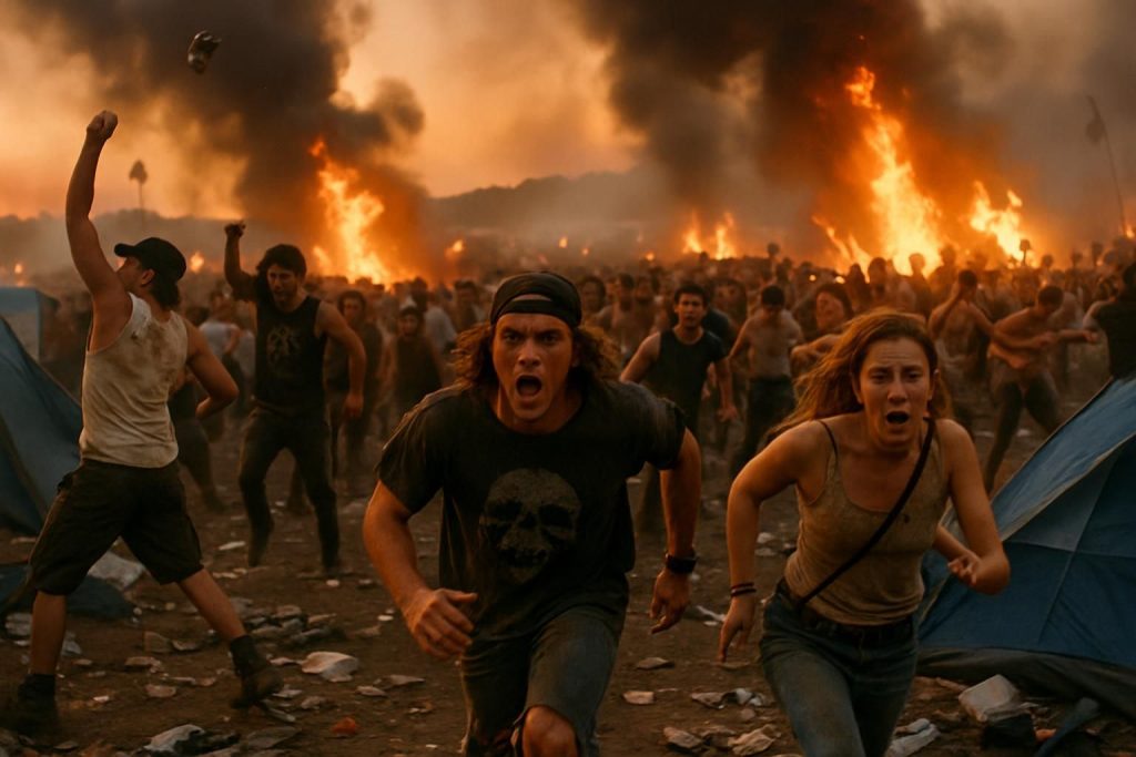 découvrez comment le festival mythique woodstock 99 a viré au chaos, marqué par des pillages et des agressions sexuelles, plongeant une fête légendaire dans la controverse.