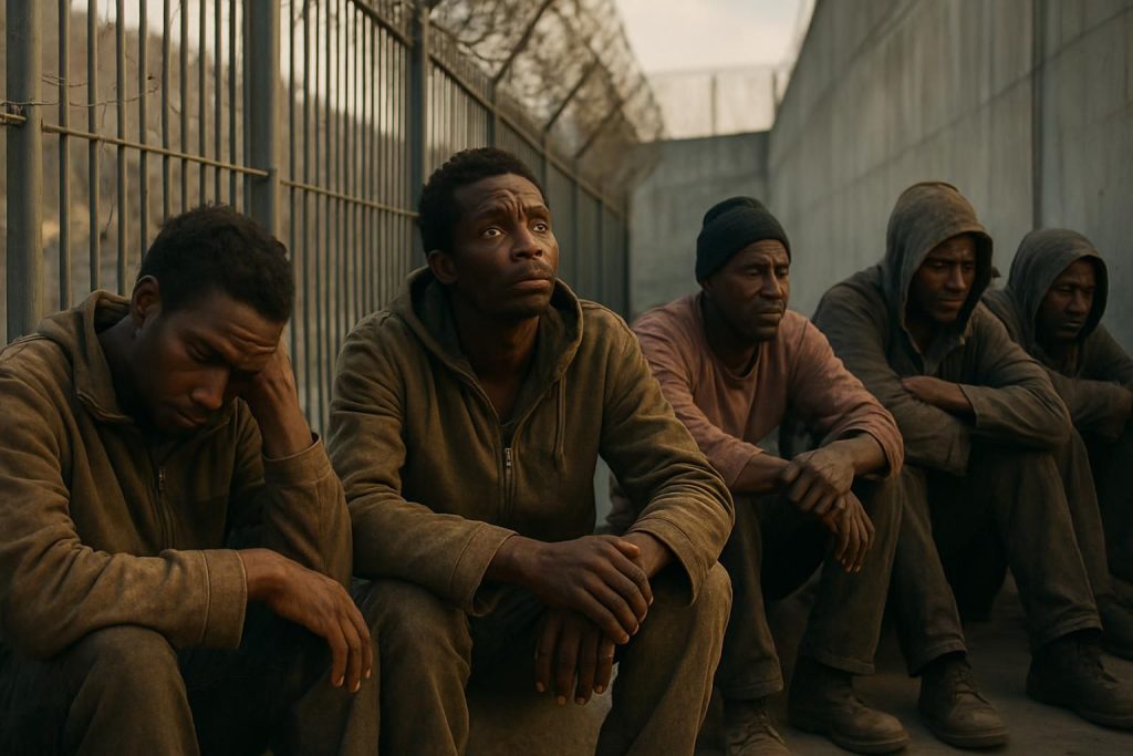 à ceuta, des migrants subsahariens font face à une situation d'impasse, revendiquant leur dignité et leur humanité dans un contexte difficile.