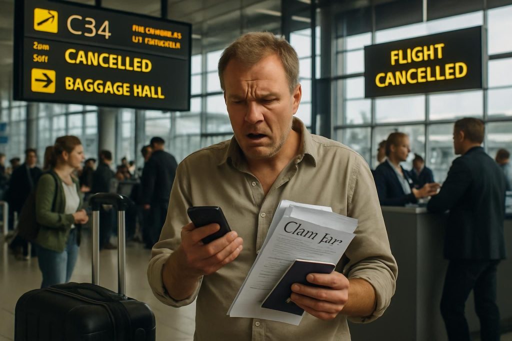 un passager demande 10 000 euros de dédommagement après l'annulation de son vol due au conflit au moyen-orient, soulevant des questions sur les droits des voyageurs.