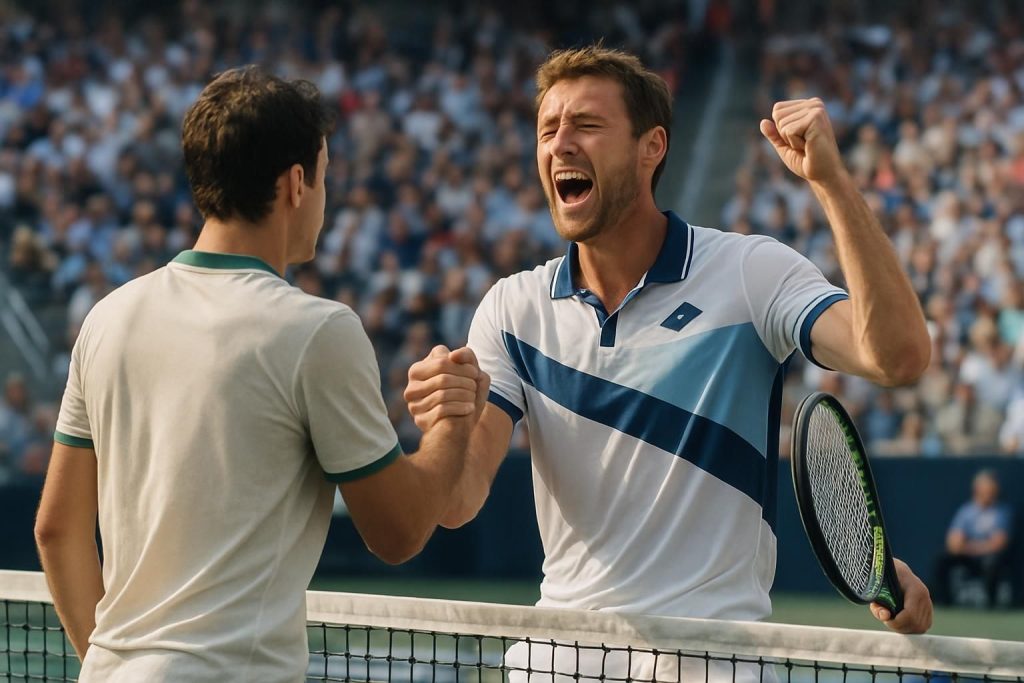 arthur rinderknech remporte un duel intense de près de 3 heures contre miomir kecmanovic et se qualifie pour le 3e tour du masters 1000 de montréal.