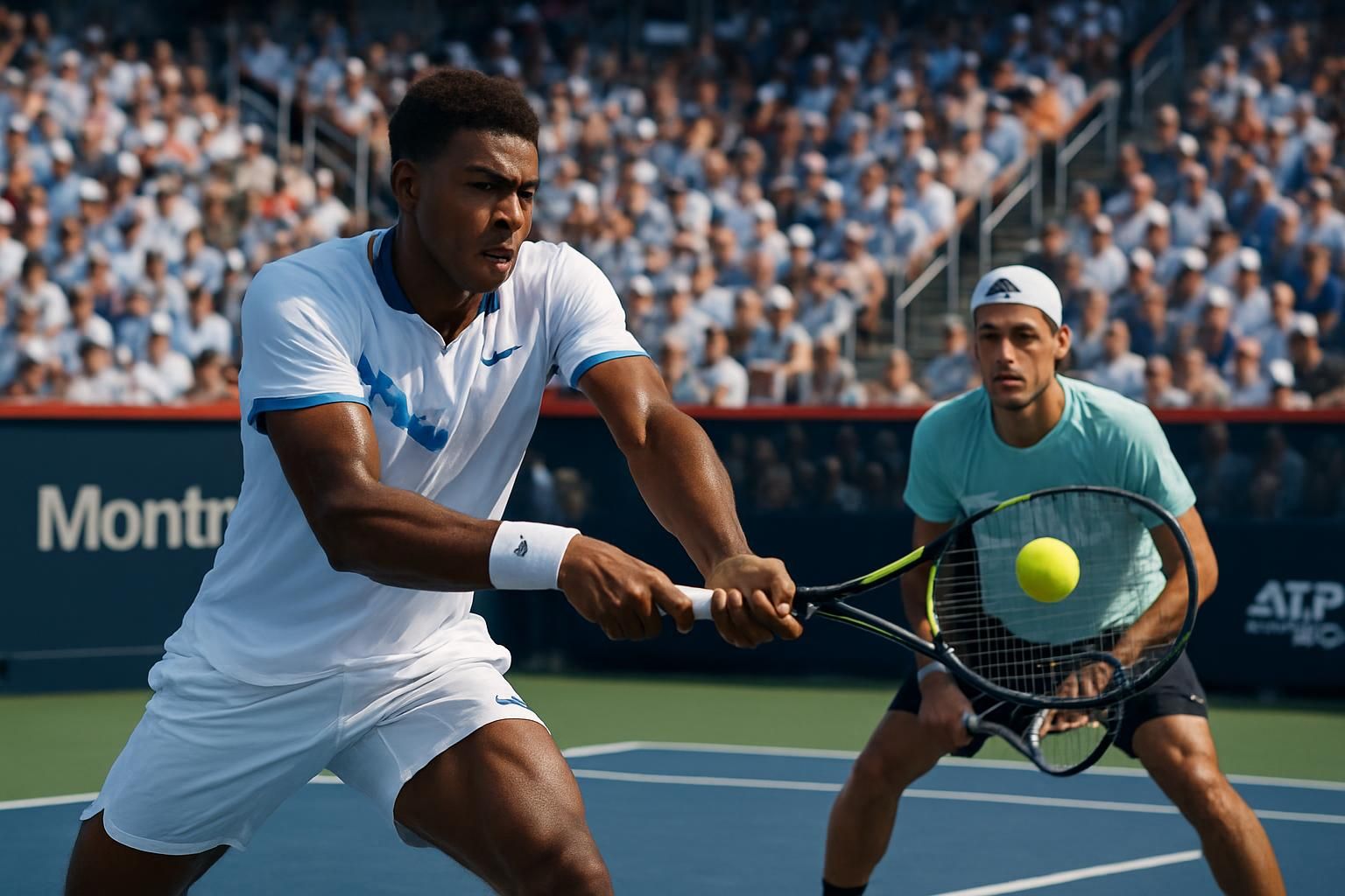 arthur fils s'impose avec assurance contre mariano navone et se qualifie pour les huitièmes de finale du masters 1000 de montréal.