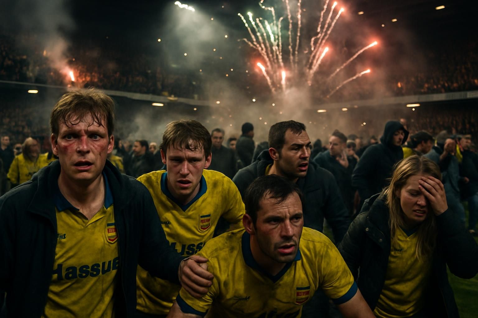 des blessures signalées parmi les supporters de cambuur après des jets de feux d'artifice lancés par les fans de feyenoord lors d'un match de l'eredivisie.