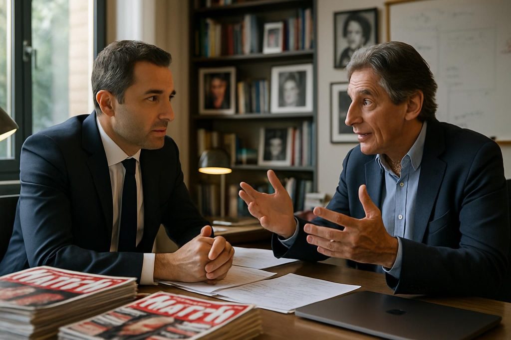 découvrez l'entretien exclusif avec olivier galzi et patrick de carolis, qui partagent leur passion et dévoilent les coulisses du magazine « paris match ».