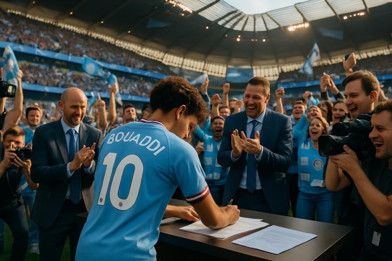 découvrez le grand succès de lille avec la signature officielle d'ayyoub bouaddi à manchester city. un nouveau chapitre prometteur pour le jeune talent.