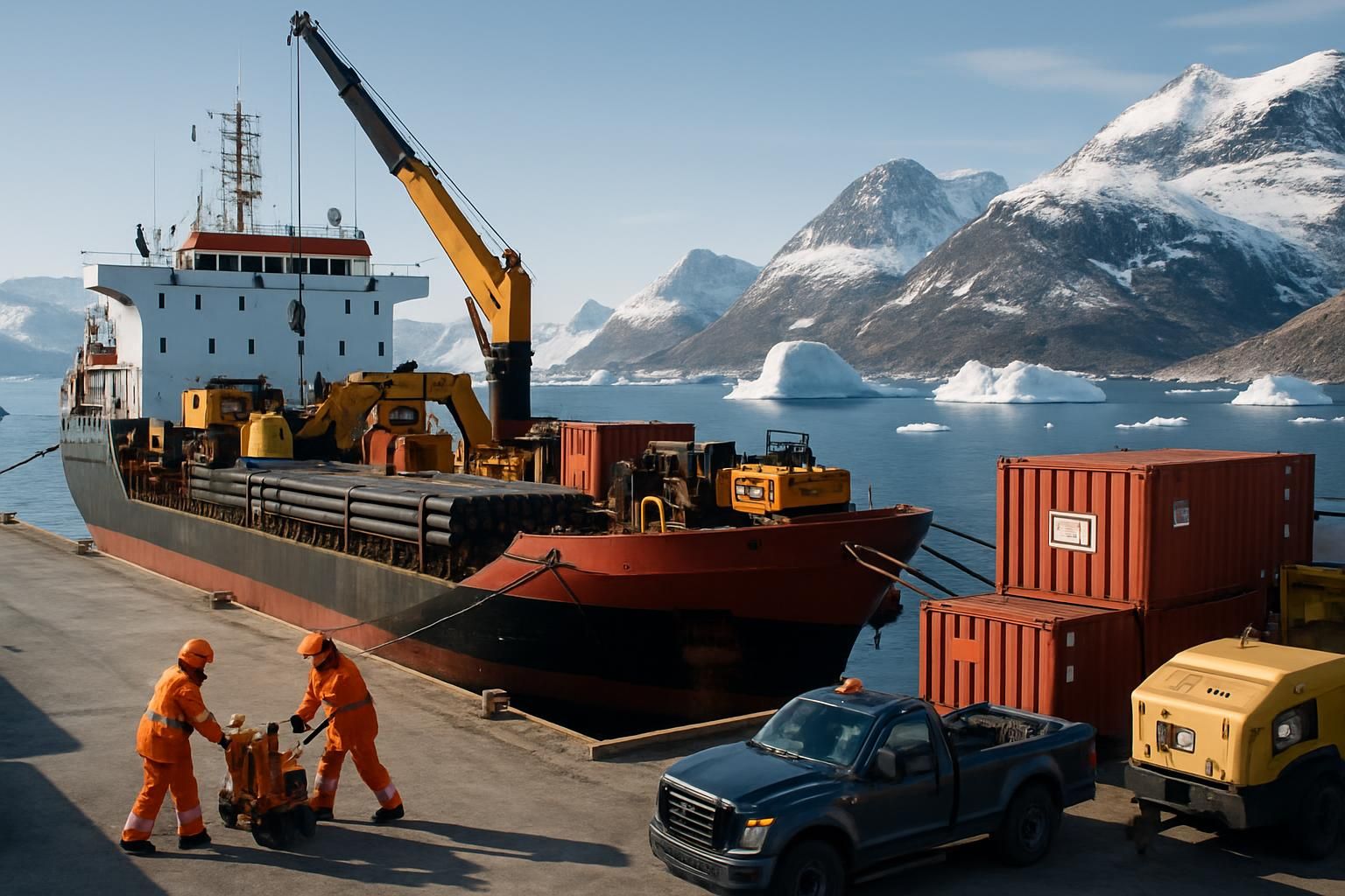 une société liée à donald trump expédie du matériel de forage vers le groenland, suscitant des interrogations sur les ambitions économiques et géopolitiques sur l'île arctique.