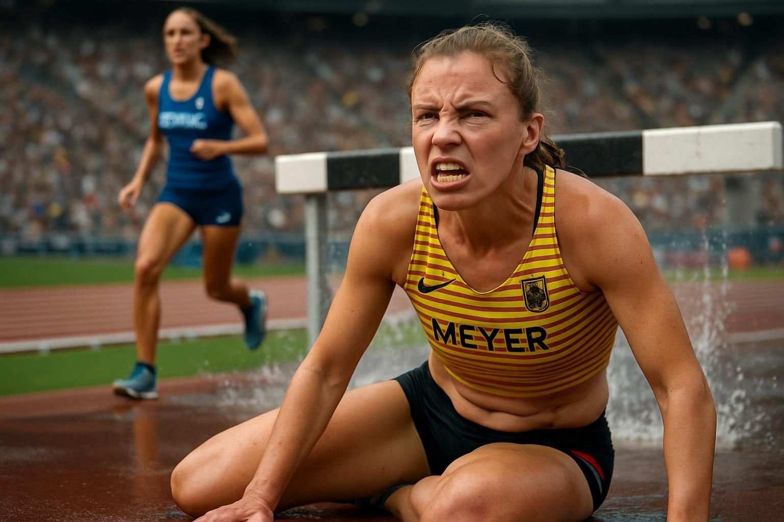 après une chute au 3 000 m steeple causée par une rivale française, léa meyer exprime sa colère, affirmant : « je suis la reine d’europe ».
