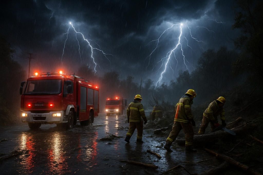 orages violents dans le maine-et-loire : 82 interventions des pompiers au cours de la nuit pour gérer les dégâts et assurer la sécurité des habitants.