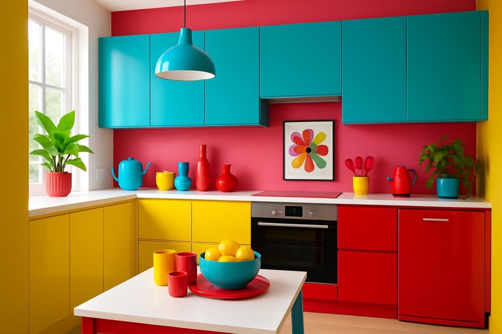 apportez une touche de fraîcheur et de gaieté à votre cuisine avec des couleurs pop franches, joyeuses et pleines de caractère. osez un décor vibrant qui reflète votre personnalité unique !