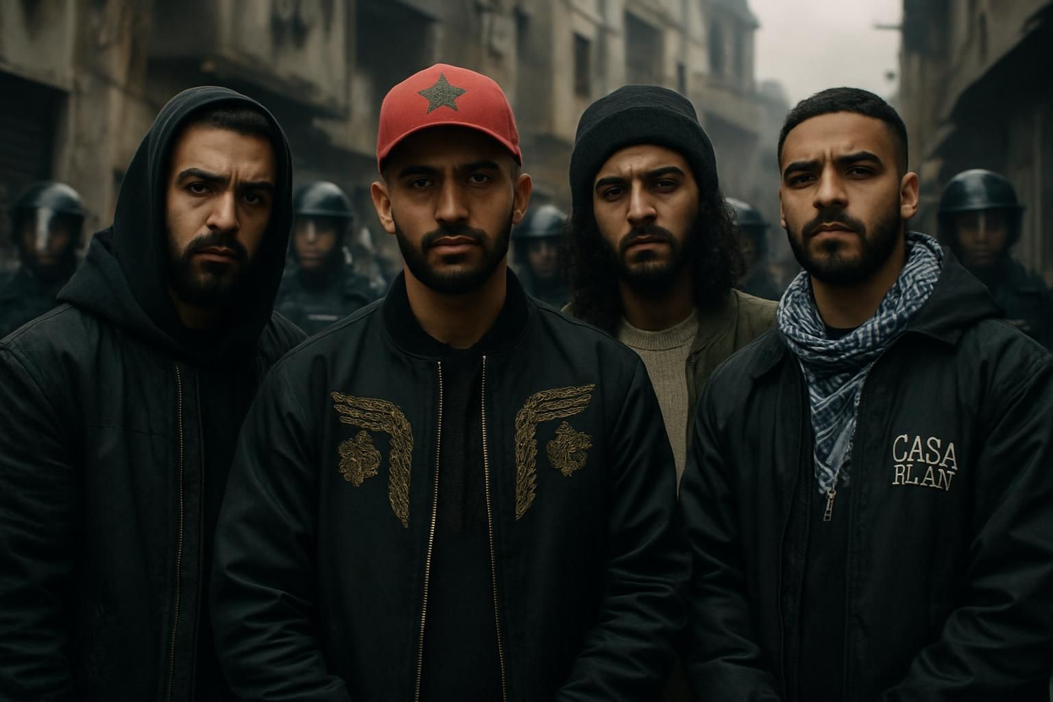 découvrez l'histoire puissante de quatre artistes du rap marocain confrontés à la répression, entre expression artistique et lutte pour la liberté d'expression.