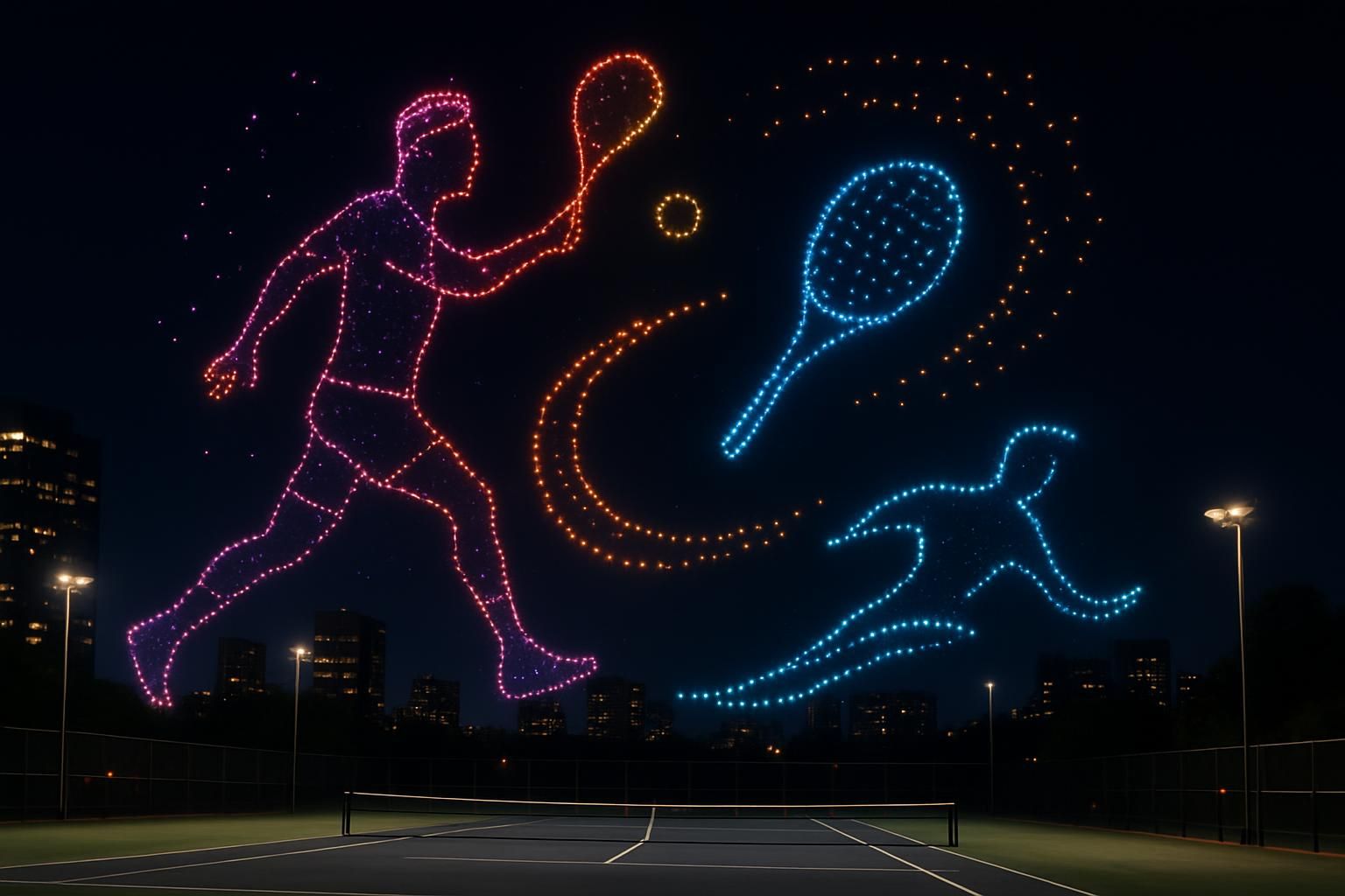 découvrez un spectacle éblouissant : un ballet lumineux de drones dédié à l'icône du tennis roger federer, alliant technologie et hommage artistique.