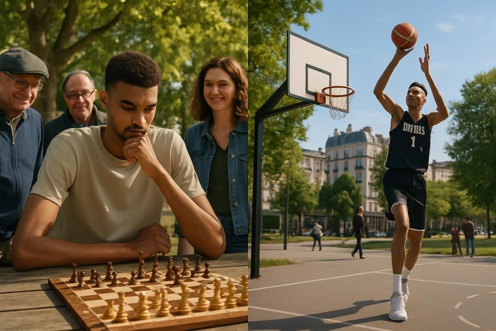victor wembanyama revient à nanterre pour des moments mêlant parties d'échecs stratégiques et matchs de basket intense.