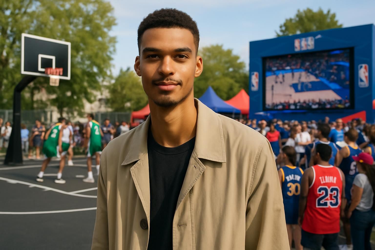 découvrez la semaine exceptionnelle de victor wembanyama en île-de-france avec l'inauguration d'un terrain à nanterre et l'organisation d'une fan-zone nba pour célébrer la star du basketball.