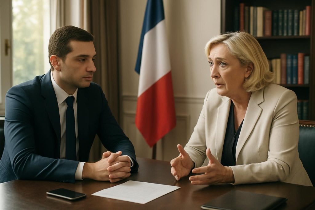 découvrez un entretien imaginaire avec jordan bardella où il appelle marine le pen à éviter toute escalade et privilégier le dialogue pour un avenir politique apaisé.