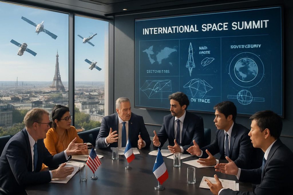 découvrez les 4 défis majeurs abordés lors du sommet spatial international de paris, au croisement de la géopolitique, du new space et de la souveraineté.