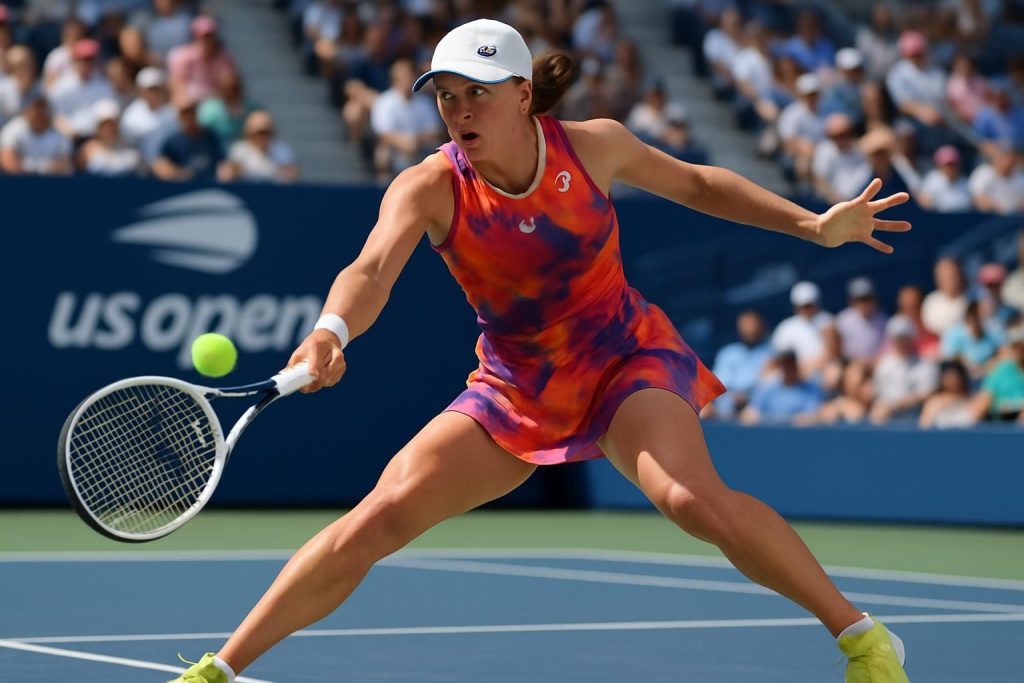 iga swiatek impressionne en remportant brillamment son match du premier tour à l'us open, démontrant sa forme exceptionnelle dès le début du tournoi.