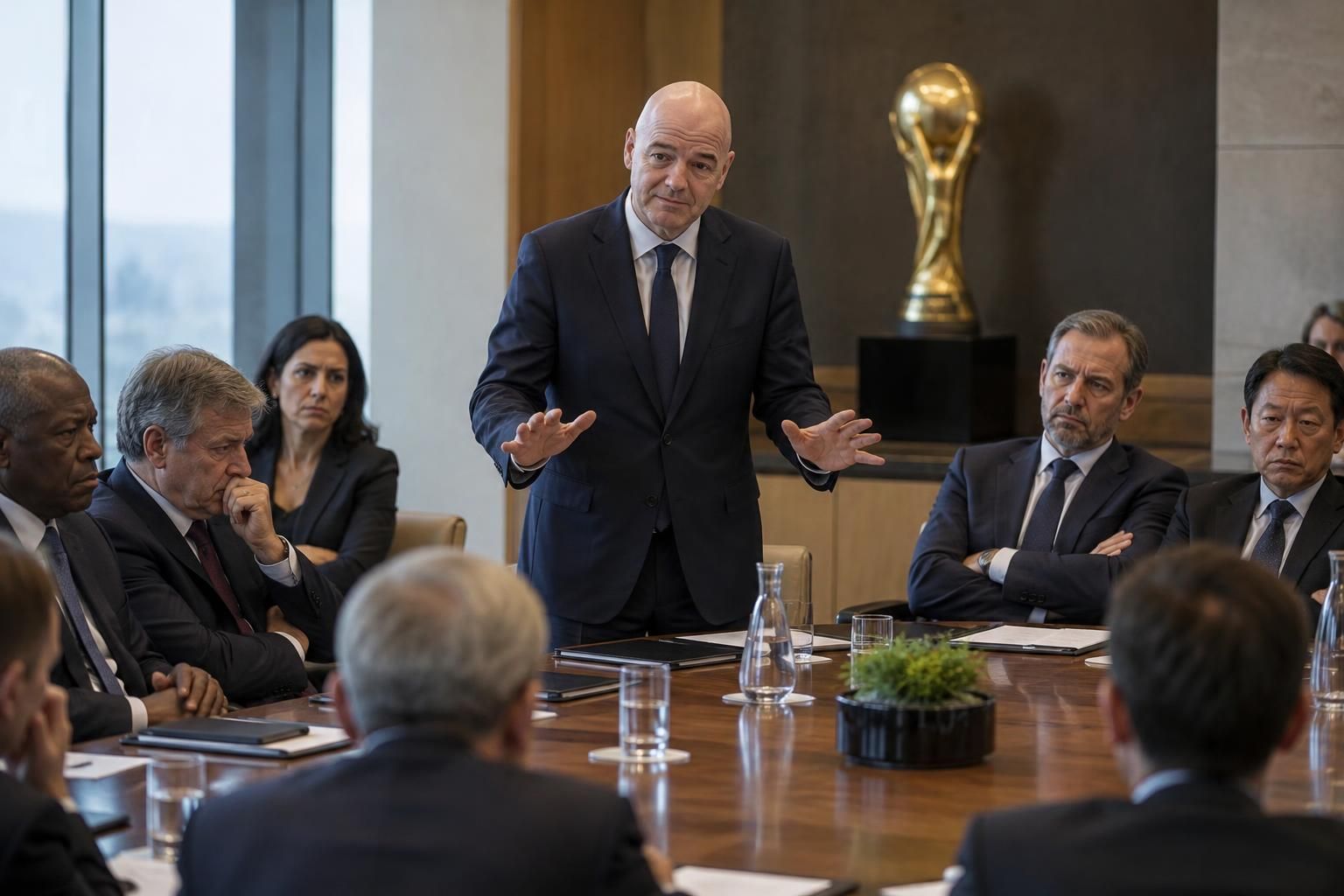 gianni infantino s’excuse auprès du conseil de la fifa après son projet de commercialiser une partie de la coupe du monde, mais les critiques persistent.