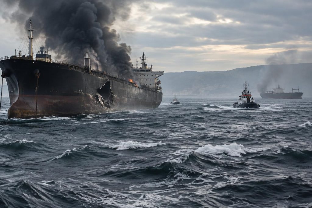 au large de la bulgarie, des navires commerciaux ont été frappés. ces attaques font craindre que la guerre ne se rapproche des côtes bulgares.