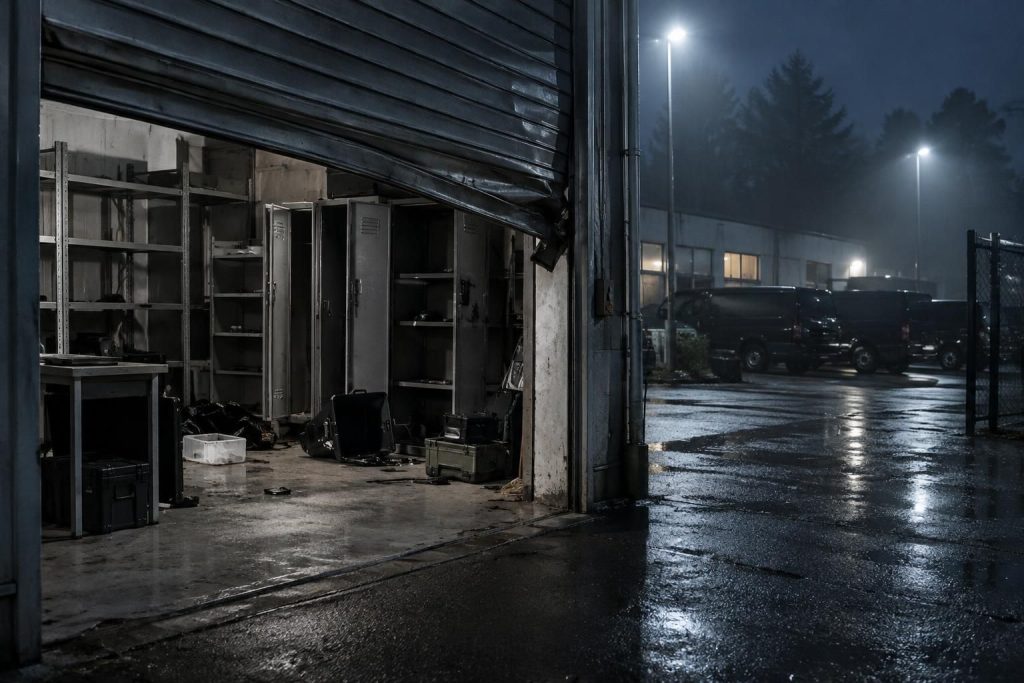 en bretagne, une gendarmerie mobile a été cambriolée en pleine nuit. du matériel a été dérobé lors de cette intrusion.