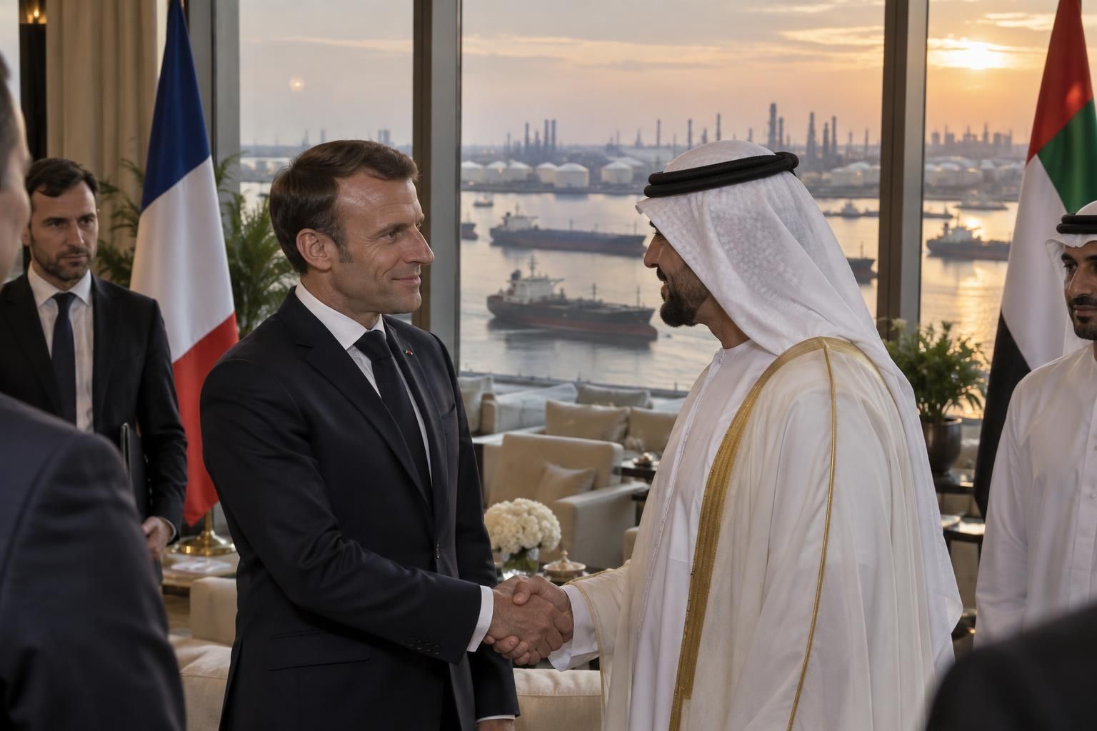 dans le golfe, emmanuel macron renforce ses alliances stratégiques et cherche à sécuriser les approvisionnements français en pétrole.