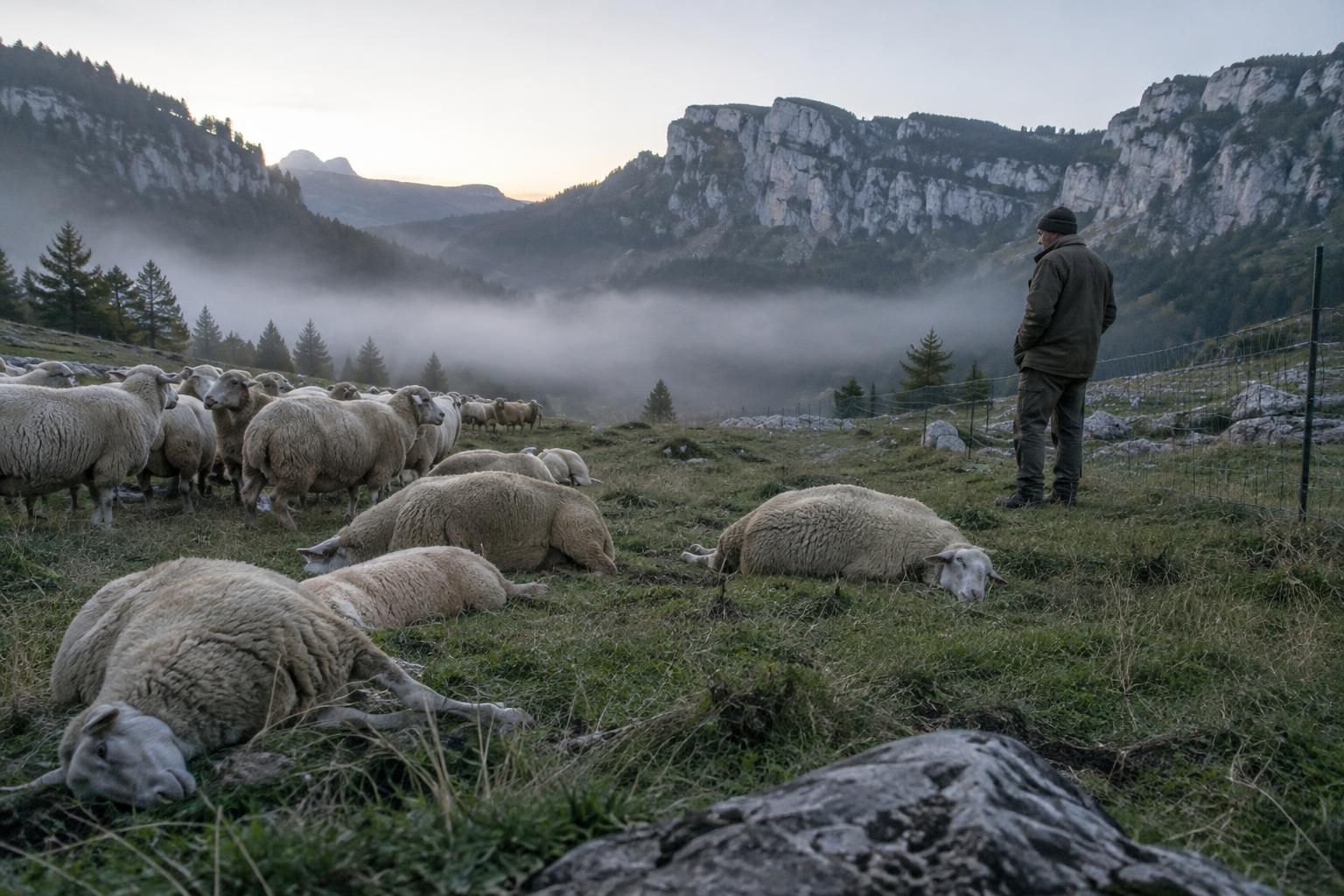 en isère, une attaque de loups a tué 54 brebis dans le vercors, ravivant les inquiétudes des éleveurs face à la prédation.