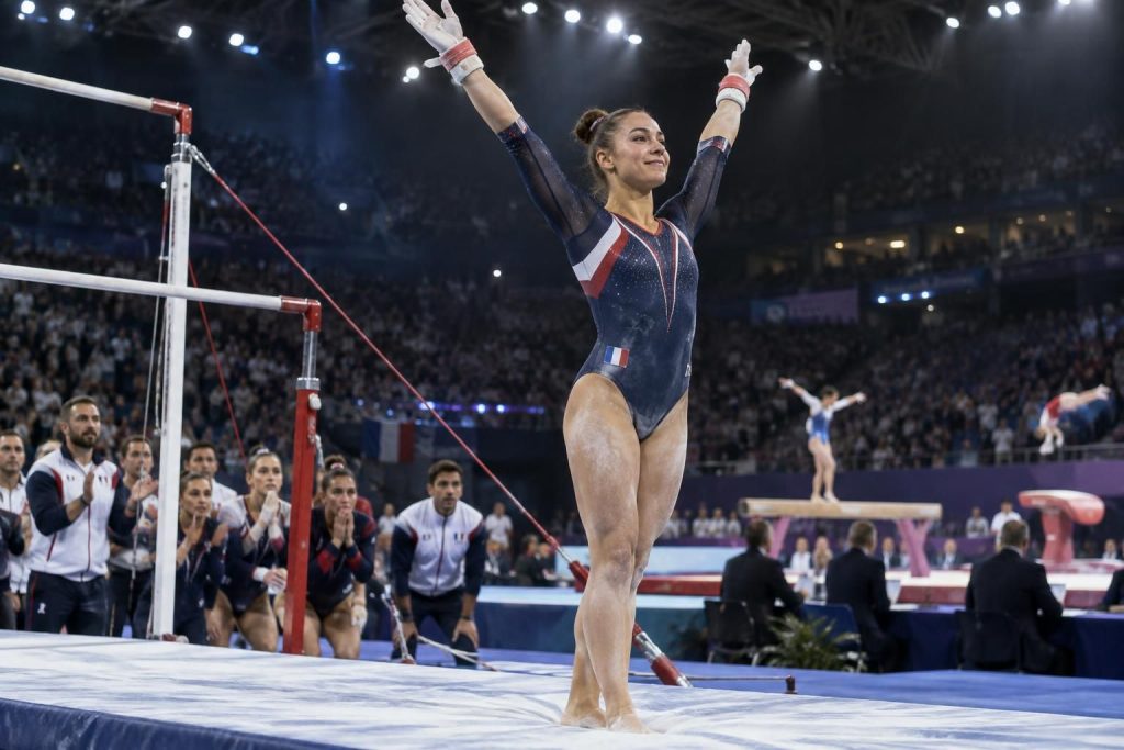 après la première journée des mondiaux de gymnastique artistique, l’équipe de france occupe provisoirement la septième place.