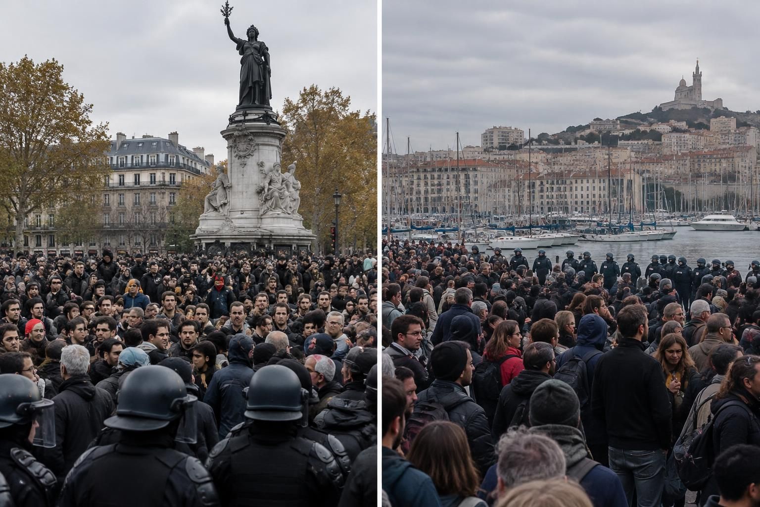 octobre : des tensions dès les premiers rassemblements à Paris et Marseille